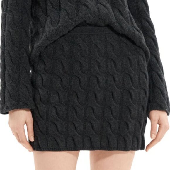 Theory Cable Knit Mini Skirt | Wool-Cashmere Felted Charcoal | NWT Size M - Picture 4 of 5